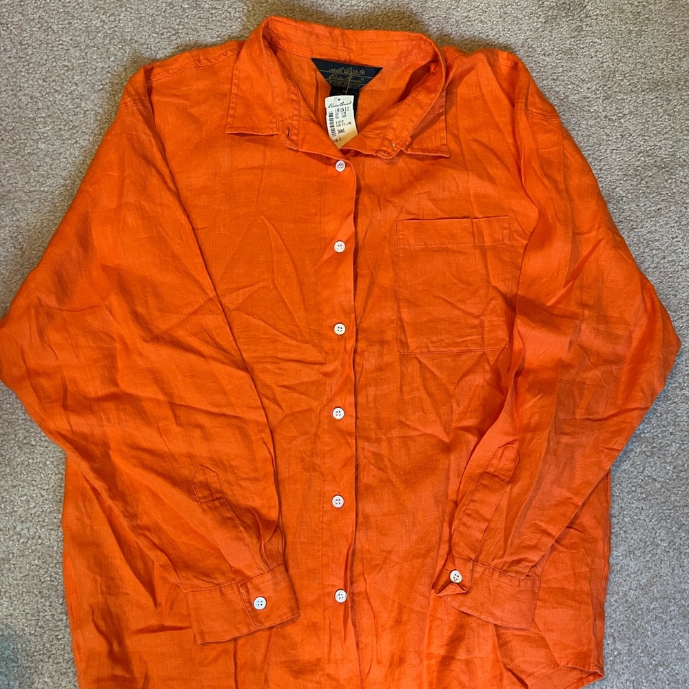 Orange Eddie Bauer womens botton up